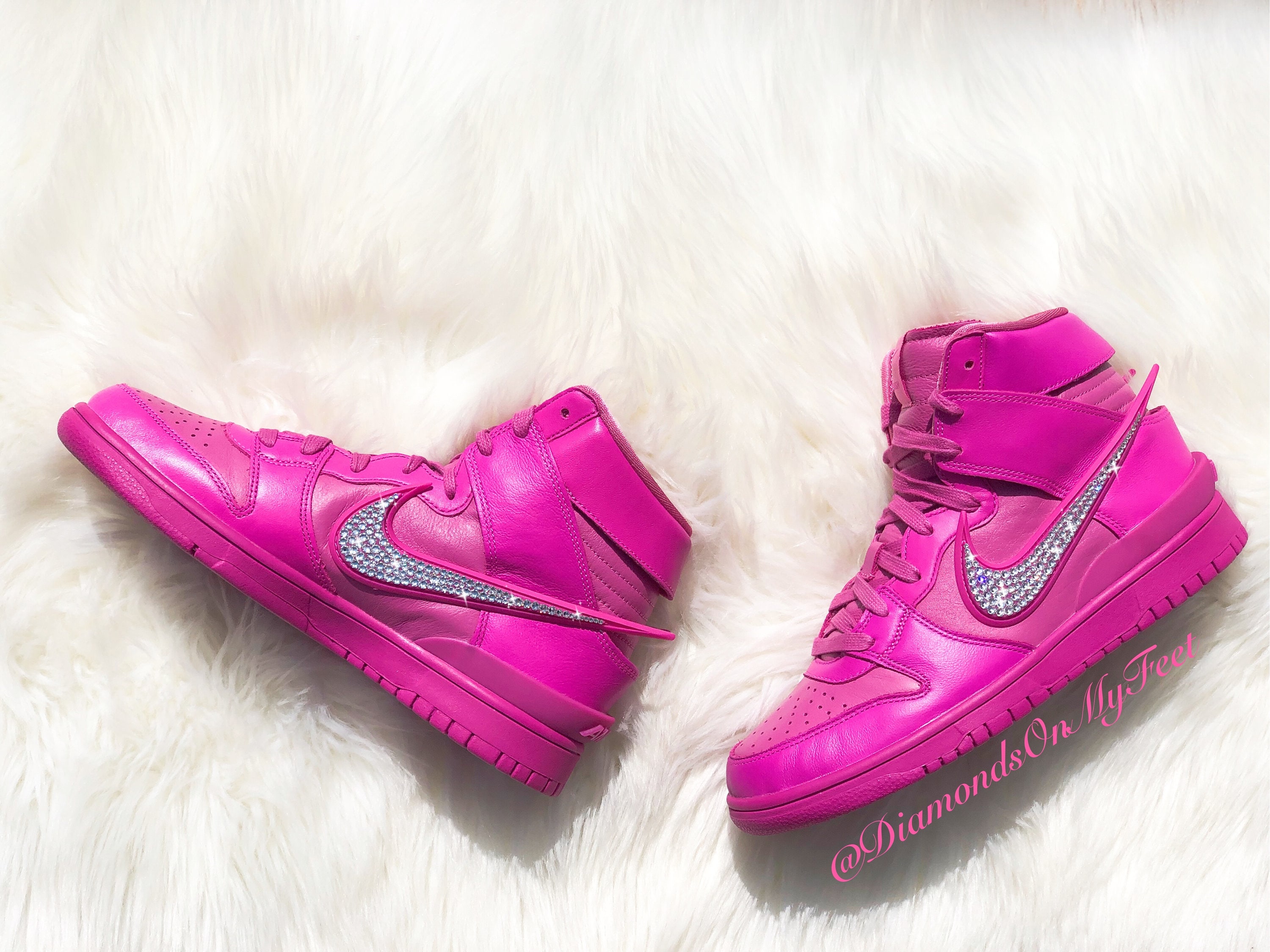 Swarovski Women's Nike Dunk High Ambush Lethal Pink Sneakers