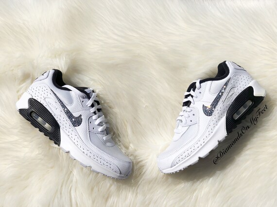 Zapatillas Nike Air Max 90 blancas y negras con estampados en - Etsy México