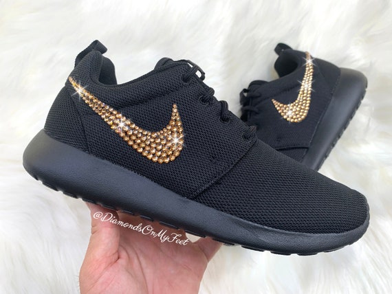 Swarovski Women's Nike Roshe Run Roshe One All Black | Etsy