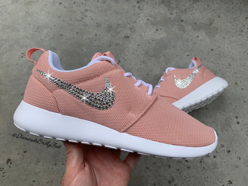 Swarovski Women's Nike Roshe One Run Coral Pink Sneakers | Etsy Swarovski Women's Nike Roshe One Run Coral Pink Sneakers | Etsy