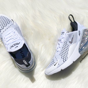 Swarovski Women's Nike Air Max 270 White & Black Sneakers Blinged Out ...