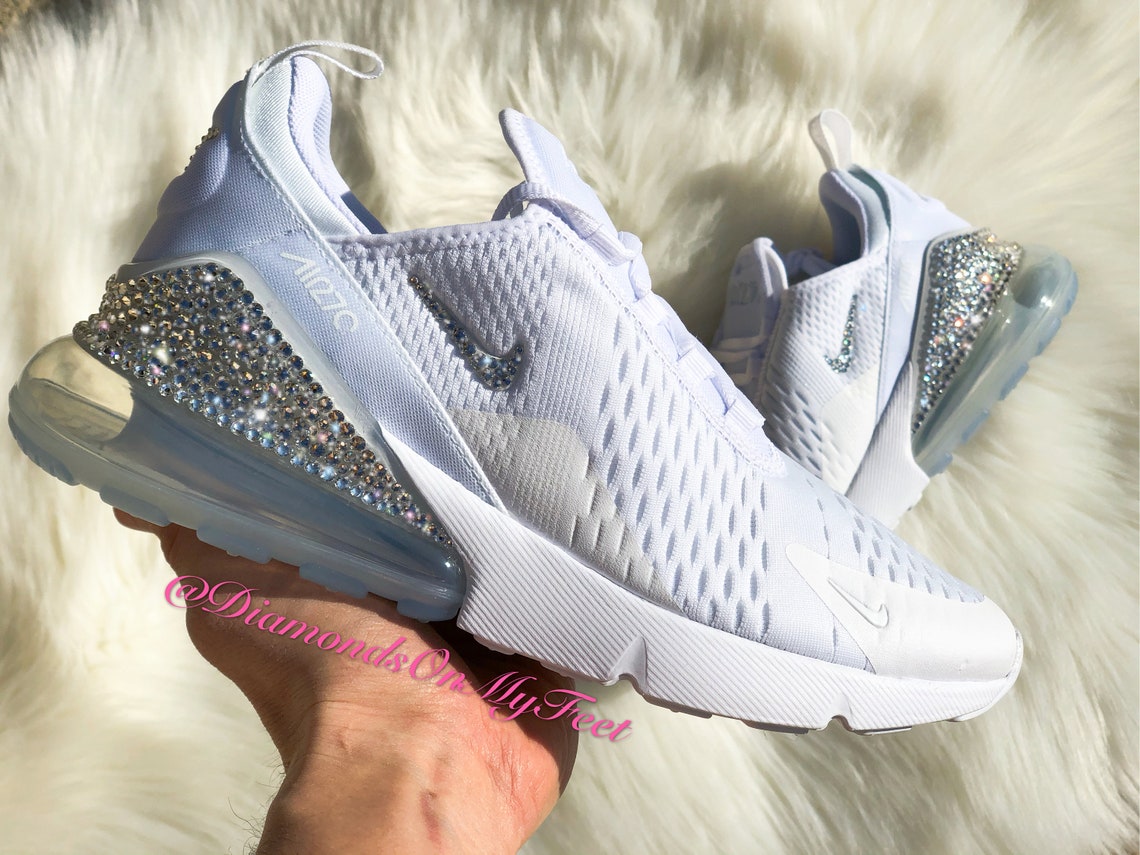 Swarovski Damen Nike Air Max 270 alle weißen Sneakers Blinged | Etsy