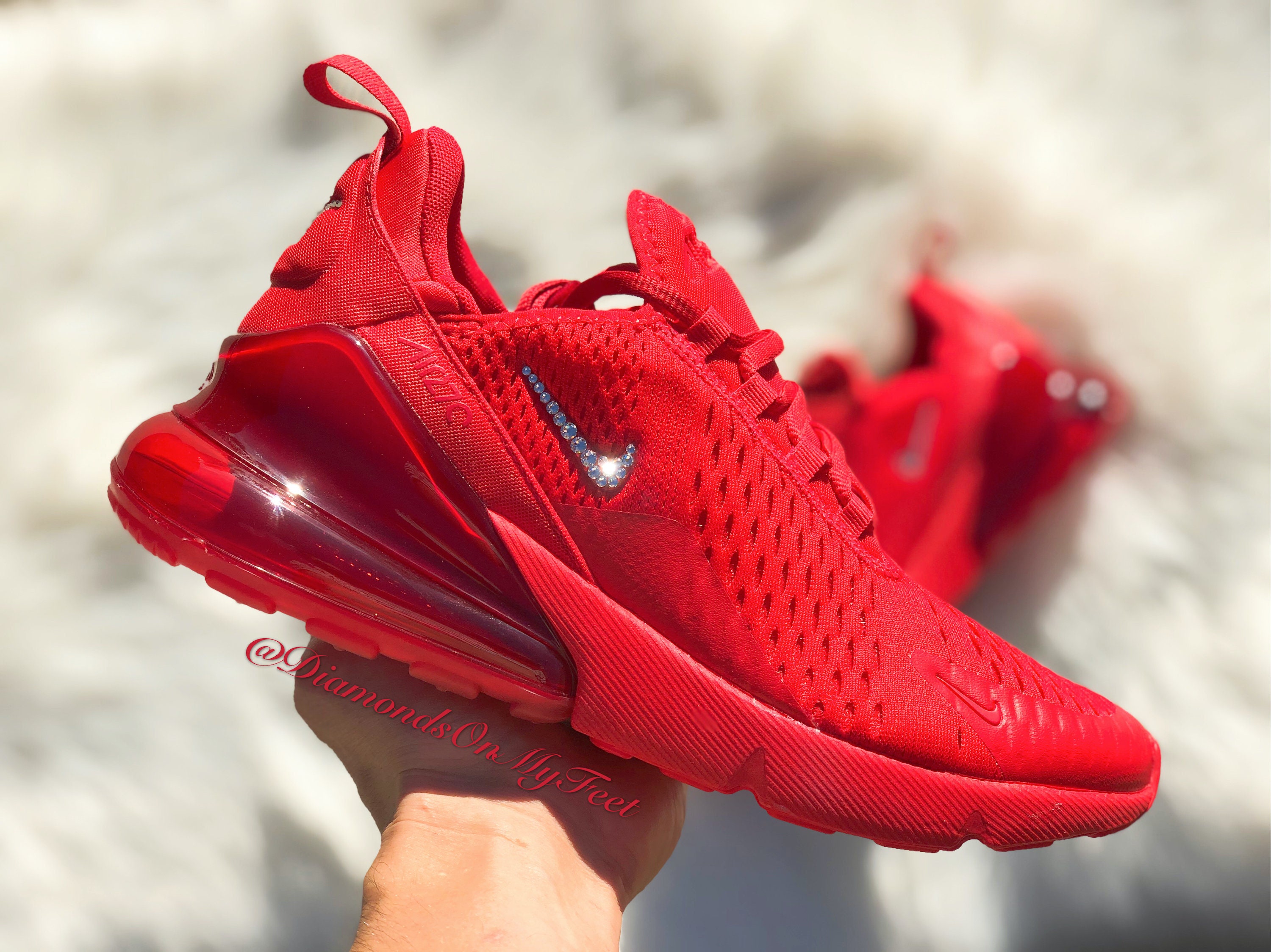 Swarovski Women's Nike Air Max 270 All Red Sneakers - Etsy
