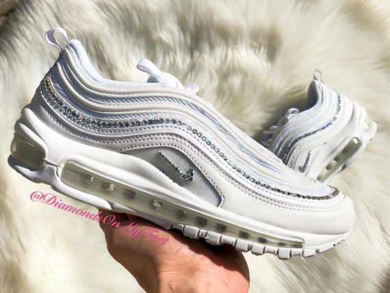 Superar fuerte Alas Swarovski Nike Air Max 97 All White Sneakers para mujer - Etsy España