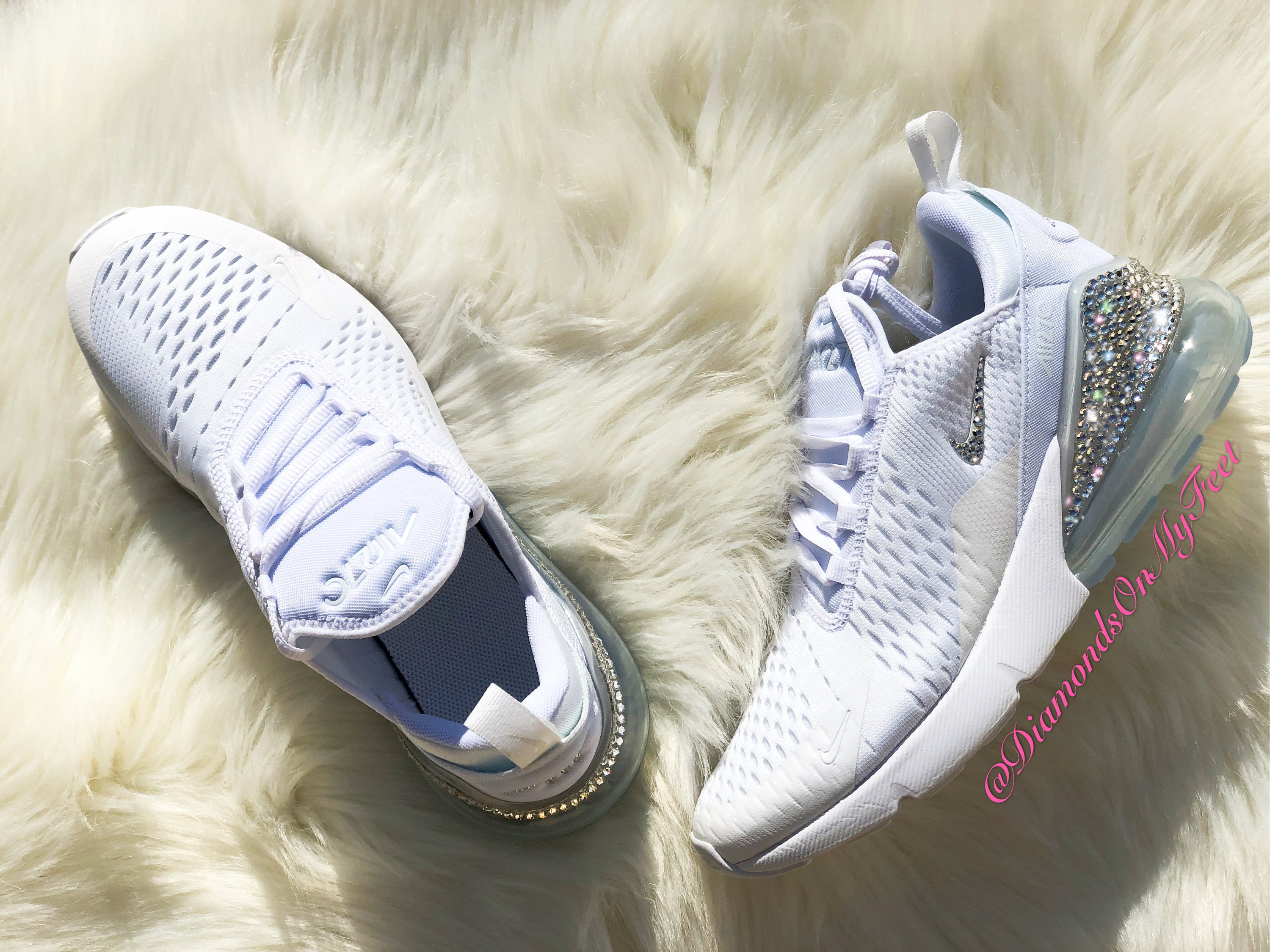 Swarovski Damen Nike Air Max 270 alle weißen Sneakers Blinged | Etsy