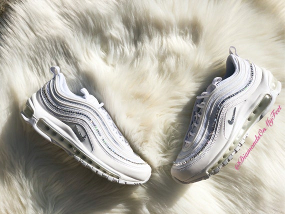 Swarovski Sneakers Nike Air Max 97 All White da donna con
