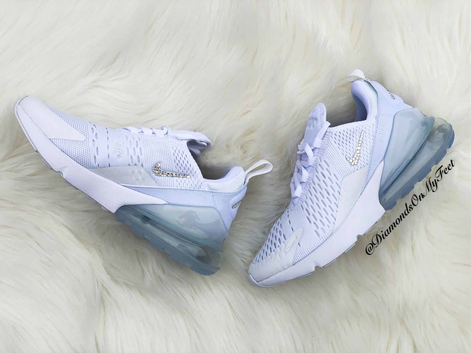 Swarovski Women's Nike Air Max 270 All White Sneakers | Etsy