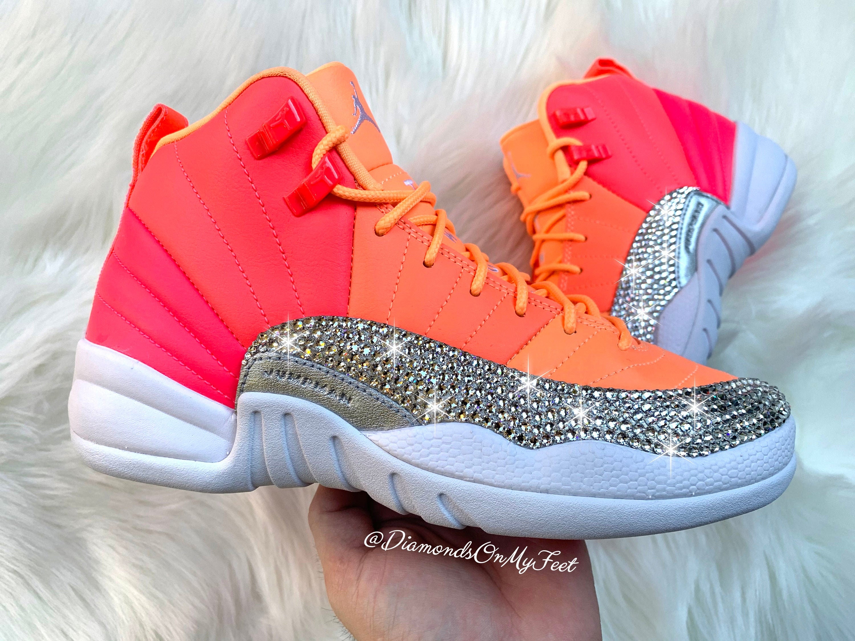 Swarovski Women's Air Jordan Retro 12 Hot Pink Sunrise - Etsy