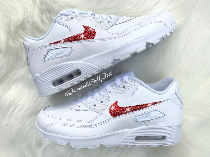 Swarovski Women's Nike Air Max 90 All White Sneakers - Etsy UK