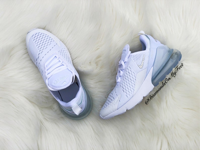 Swarovski Women's Nike Air Max 270 All White Sneakers | Etsy Australia