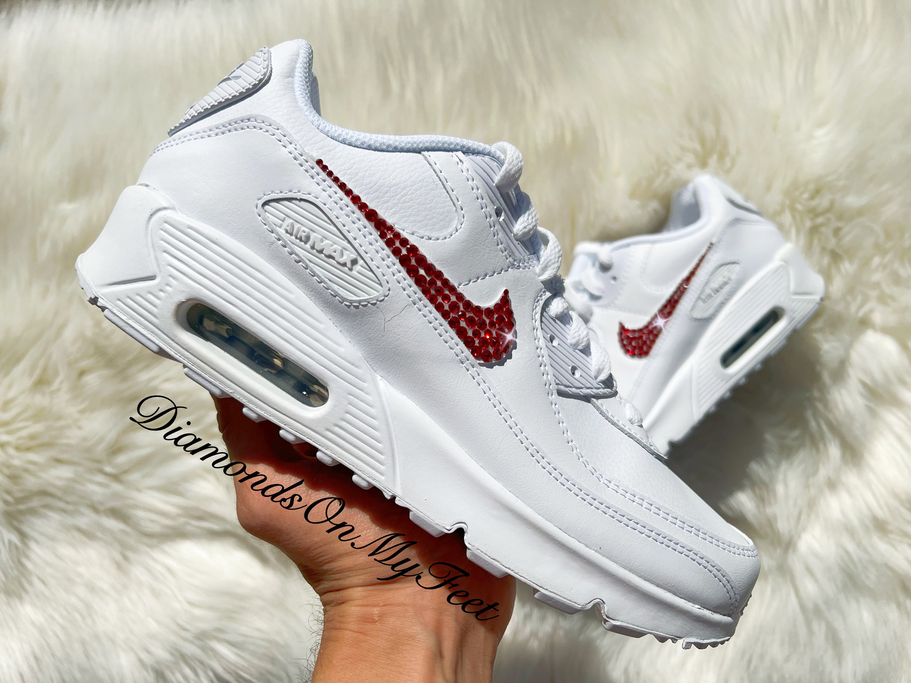 Swarovski Women's Nike Air Max 90 Red White & Blue 