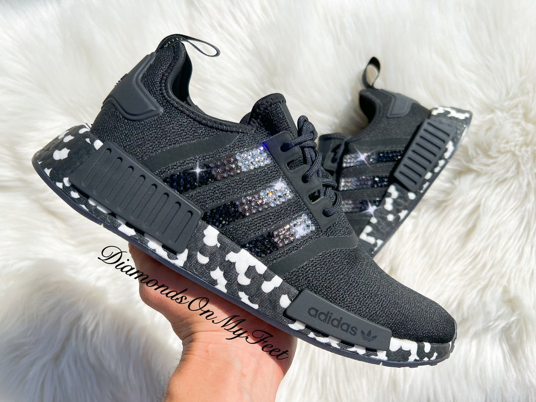 Swarovski Adidas NMD R1 Casual Shoes Cloud White/Copper Metallic customized  with Swarovski Crystals.