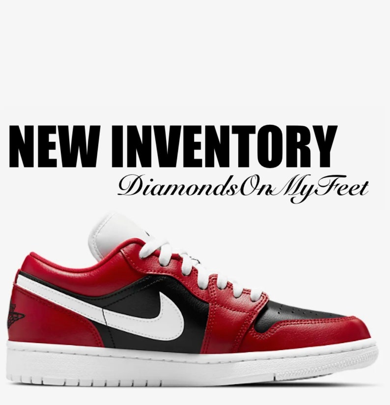 Swarovski Nike Air Jordan 1 Suelas bajas rojas y negras | Etsy México