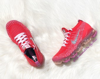 Swarovski Nike VaporMax Flyknit Mujer Zapatillas Rojas y Rosas