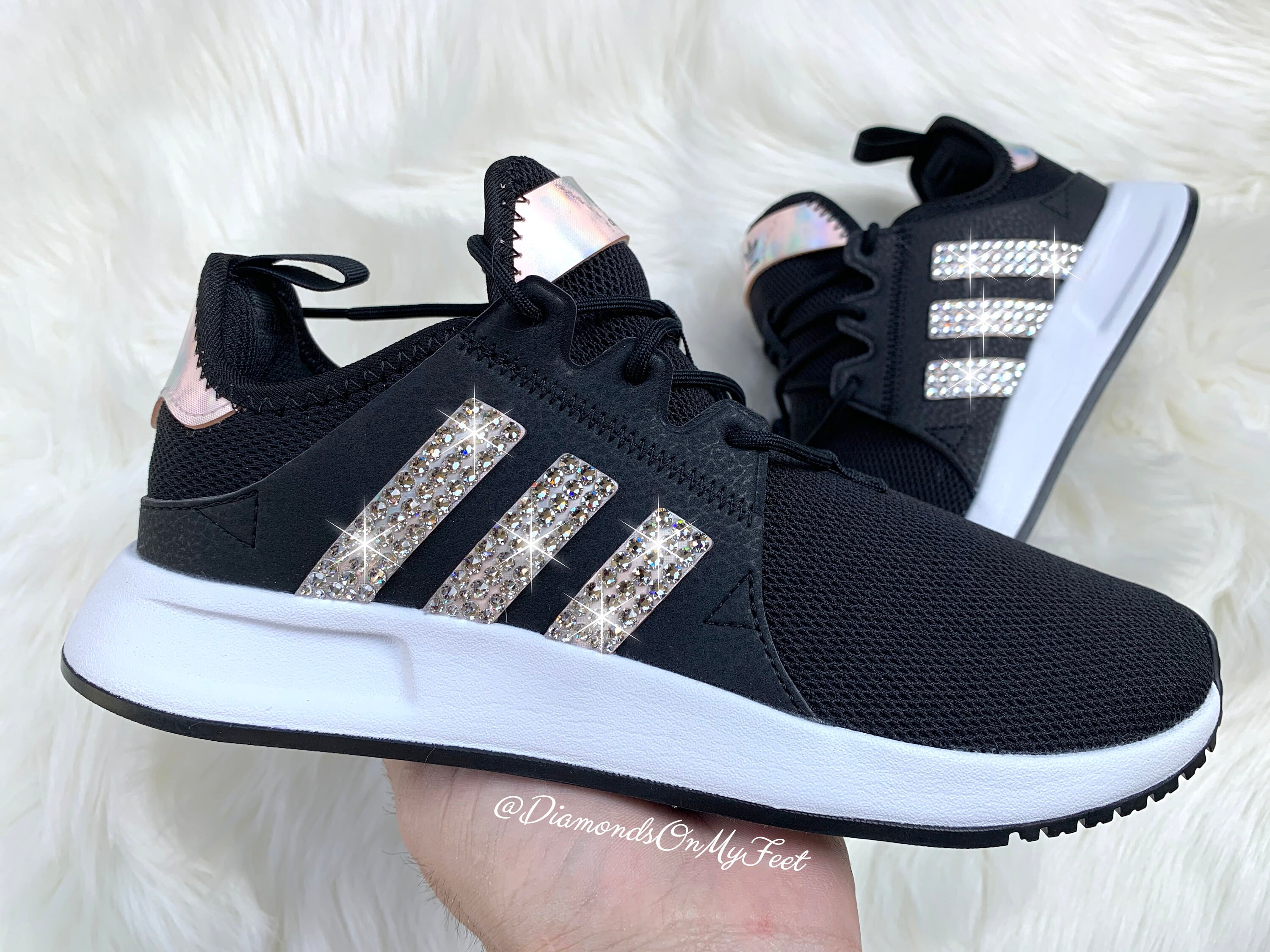 8.5 Swarovski Womens Adidas Black & Iridescent - Etsy