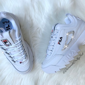 Swarovski Women's Fila Disruptor 2 Premium White Sneakers Blinged Out ...