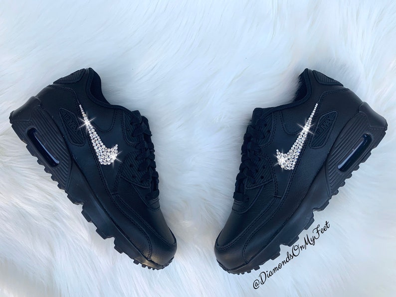 Swarovski Women's Nike Air Max 90 All Black Sneakers | Etsy UK