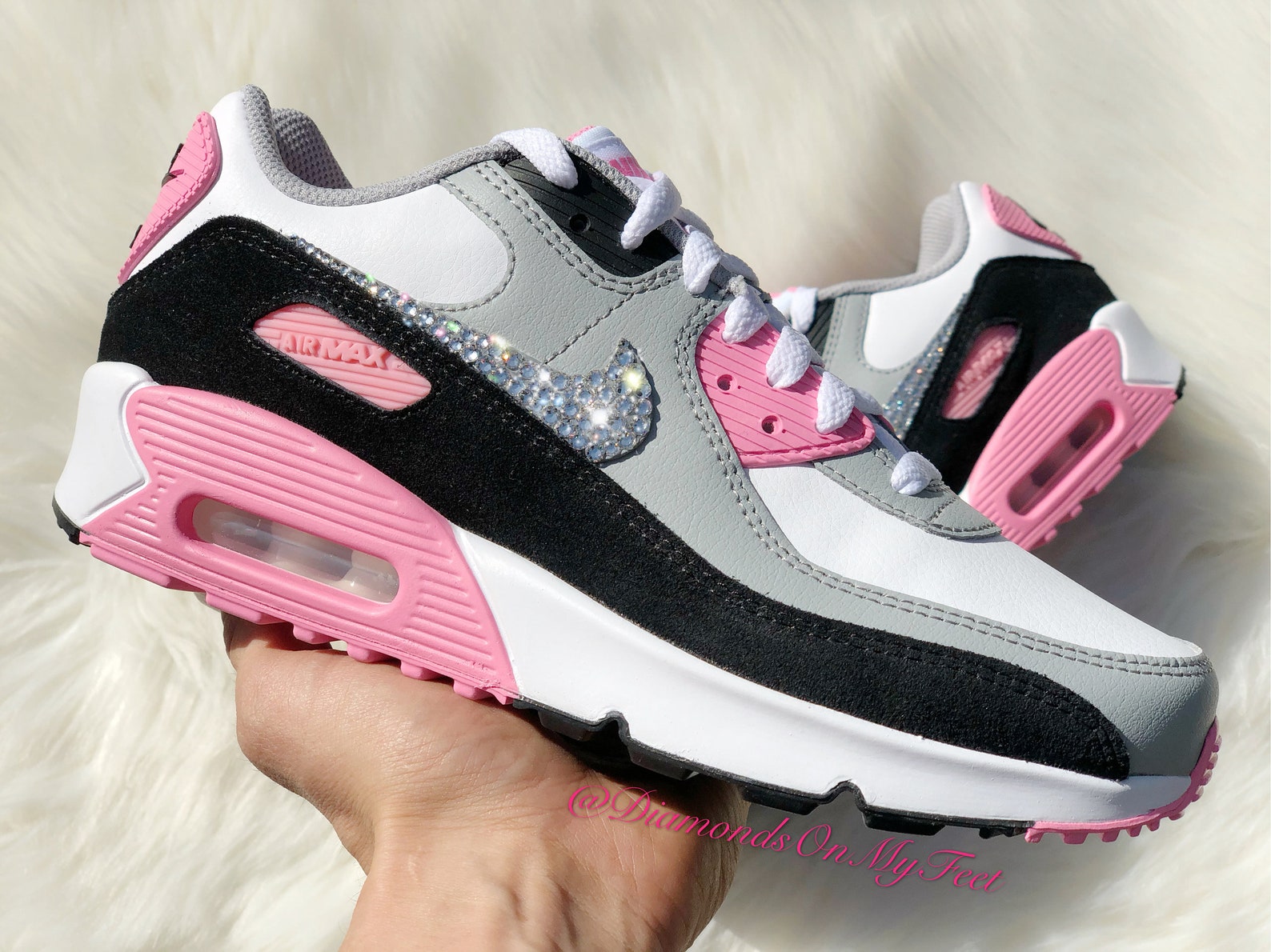 womens nike air max 90 rose gold with swarovski crystals