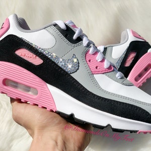 Swarovski Womens Nike White & Pink Shoes Sneakers - Etsy