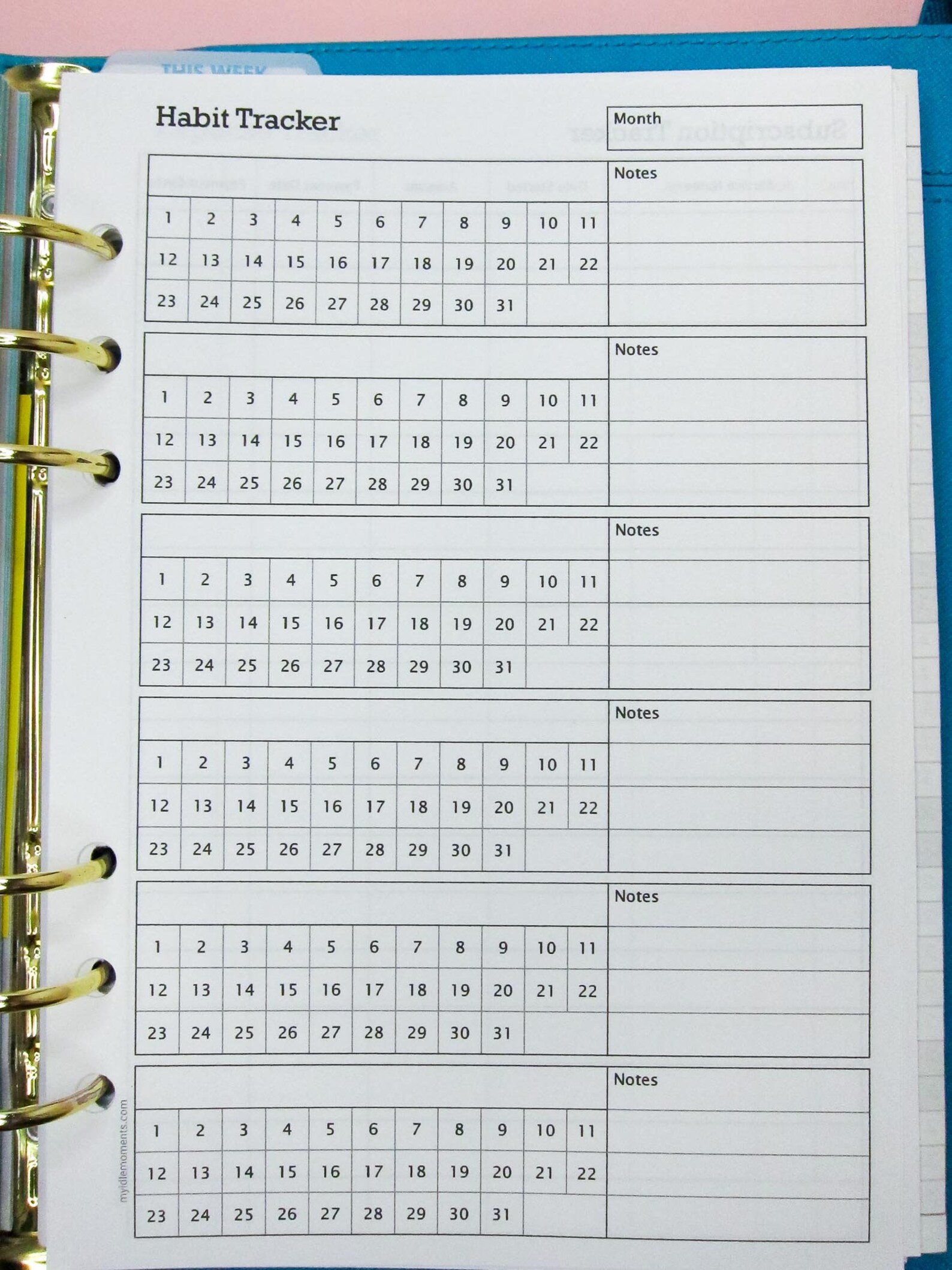 A5 Habit Tracker Printable Insert Perfect for Keeping Track | Etsy