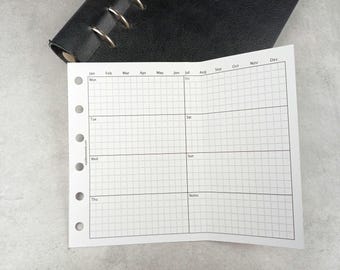 Pocket fold out undated weekly calendar with notes planner insert. Pocket Planner - Week on 1 page,  Monday & Sunday WO1P | Digital Download