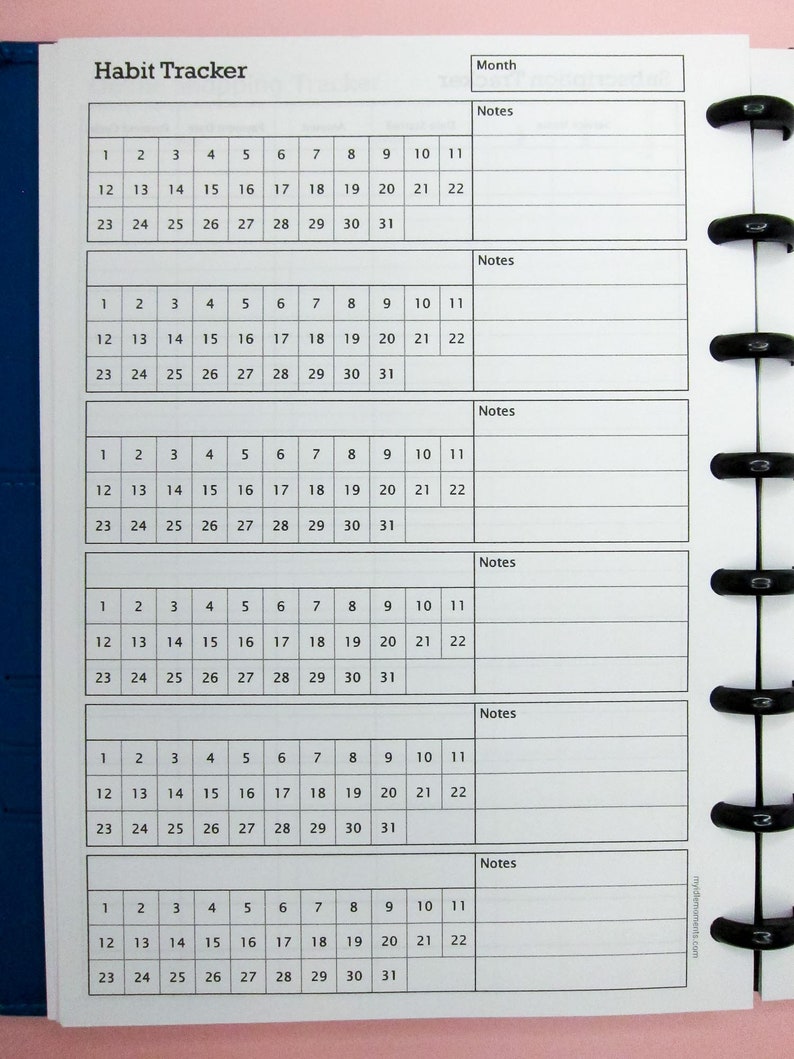 A5 Habit Tracker Printable Insert Perfect for Keeping Track | Etsy