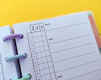 Period-Tracker, Monats auf einer Seite, Happy Planner Skinny Classic, Instant Download