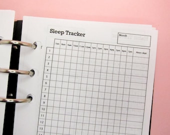 Personal size Sleep Tracker Printable Insert. Perfect for keeping track of your daily and monthly sleep. Printable planner Digital Download
