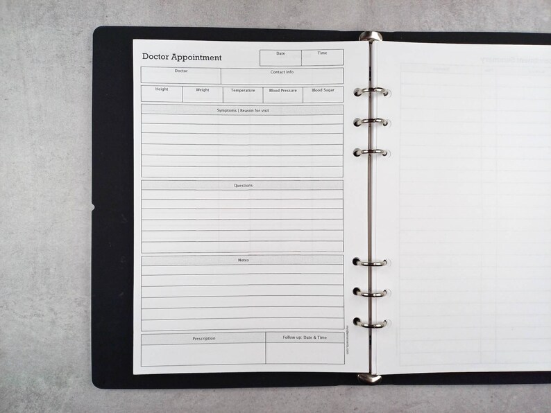 Doctor Appointments, Medical Planner Insert, Health Tracker, A5 A4 ...