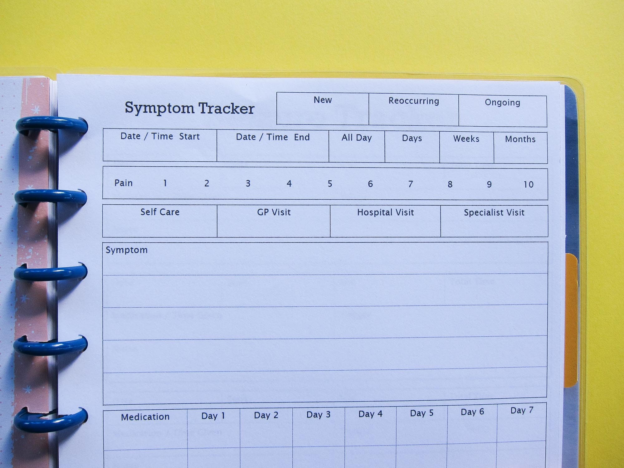 Symptom Tracker Printable Insert for Happy Planner Classic - Etsy Australia