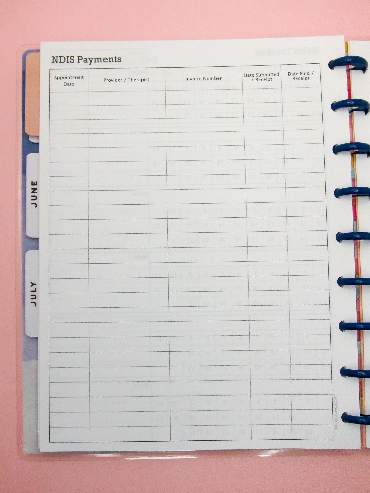 Ndis Invoice Examples NDIS Invoice and Payment Planner Insert Printable in Happy Planner ...