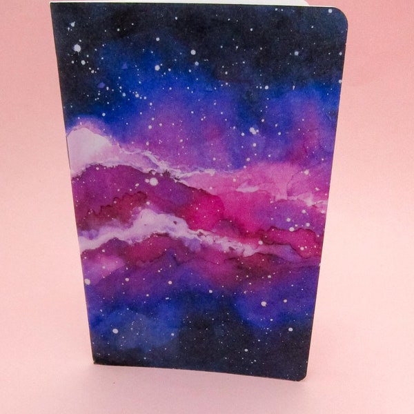 Space galaxy Notebooks, Lined, grid, dot grid, check box to do list, lined page with grid, TN Standard, B6, Pocket size, Handmade notebook