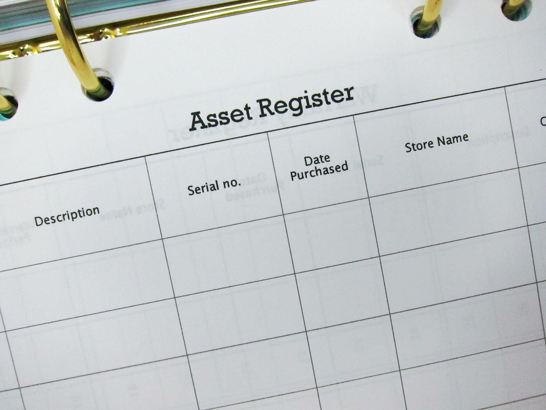 Asset Register, Asset Tracker, Asset Log Printable Insert for A5 Size ...