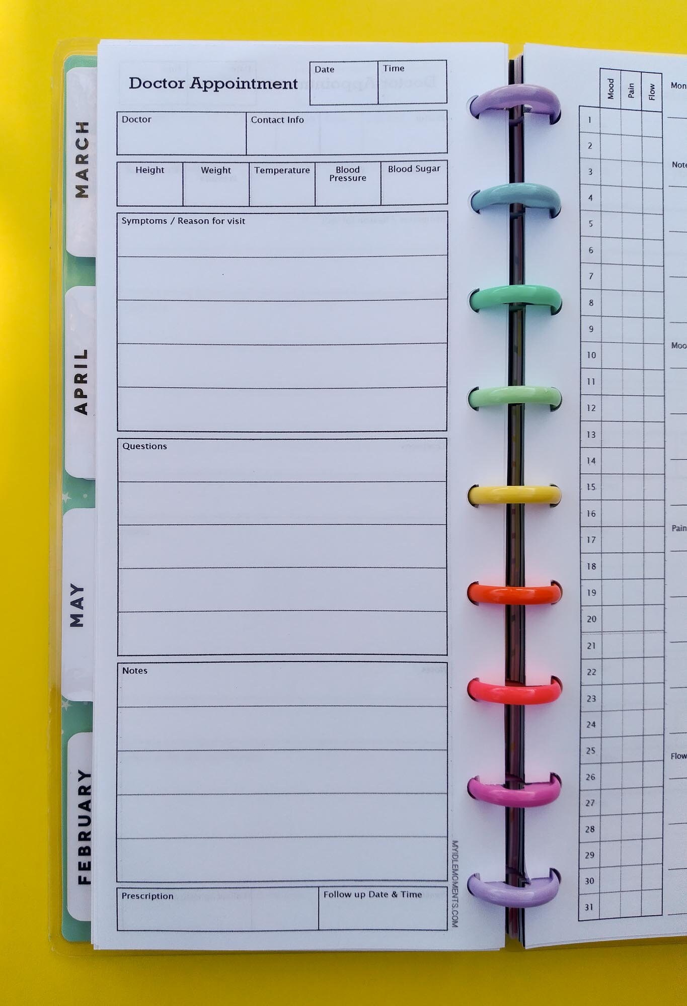 Doctor/Medical Appointments Planner Insert printable Health Etsy