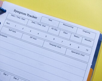 Insertion imprimable de suivi des symptômes pour Happy Planner, format classique, suivi de la santé, suivi médical, suivi de la douleur chronique {téléchargement immédiat}