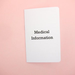 Medical Information notebook ( 3 pack ) for medical emergency in a pocket size notebook.  medical notebook