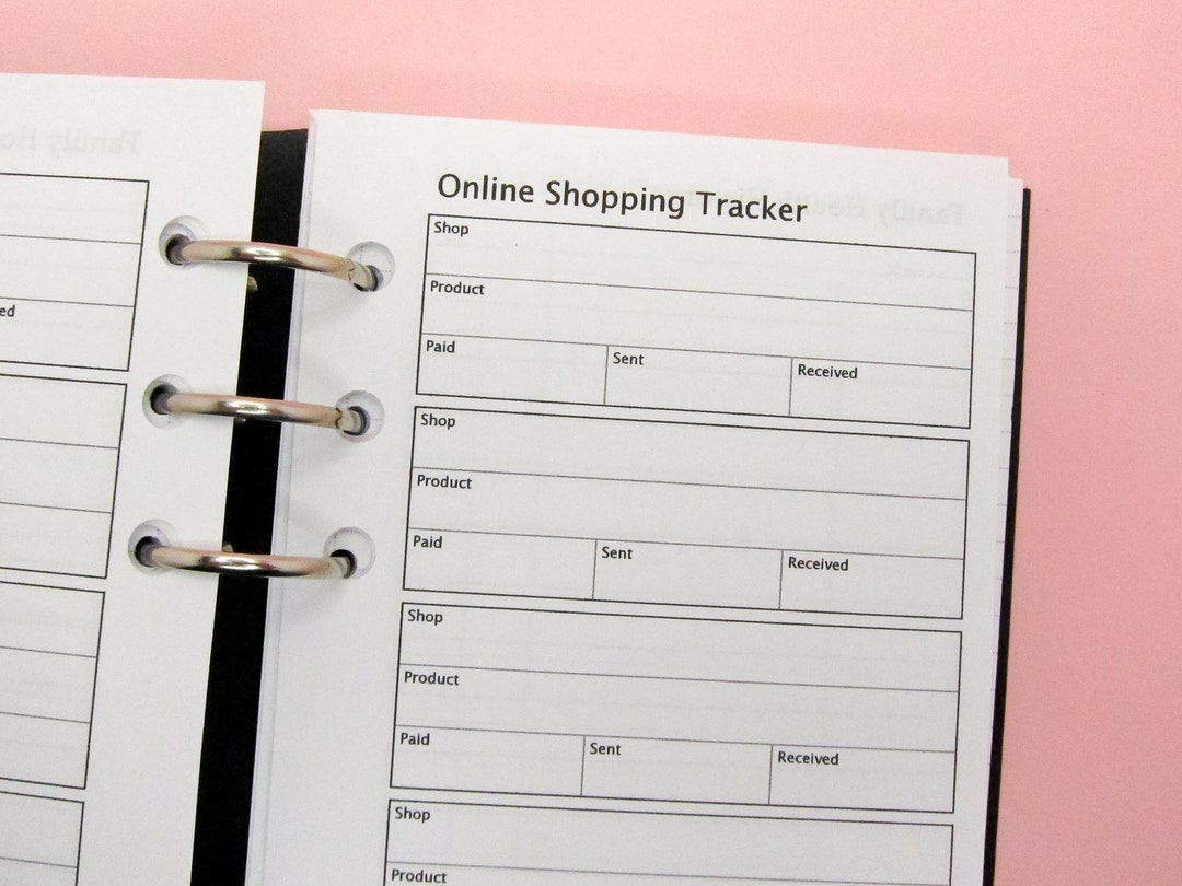 Online Shopping Tracker Printable Insert, Personal Size, Perfect for