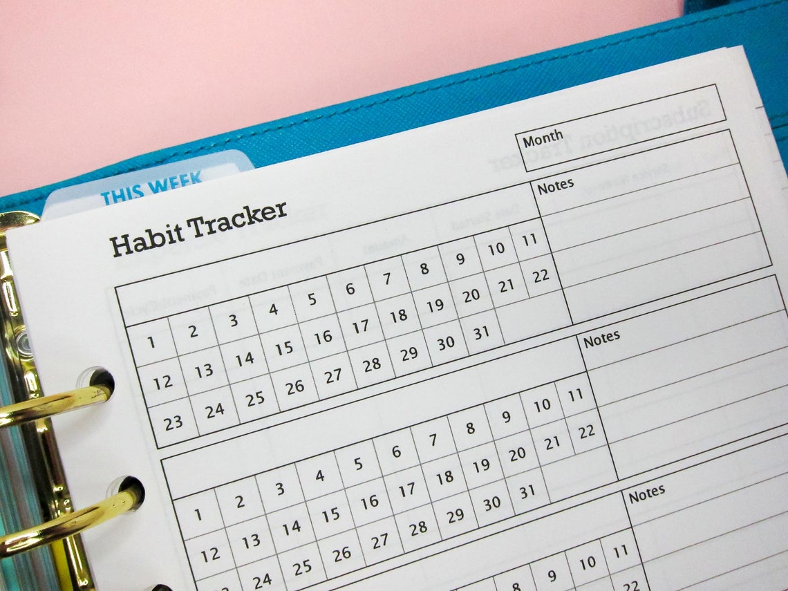 A5 Habit Tracker Printable Insert Perfect for Keeping Track | Etsy