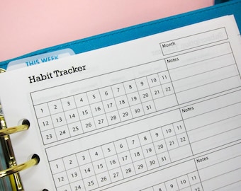 Afdrukbare A5-bijsluiter voor Habit Tracker • Perfect om je maandelijkse gewoonten bij te houden.  A5 afdrukbare, digitale download voor papieren planners