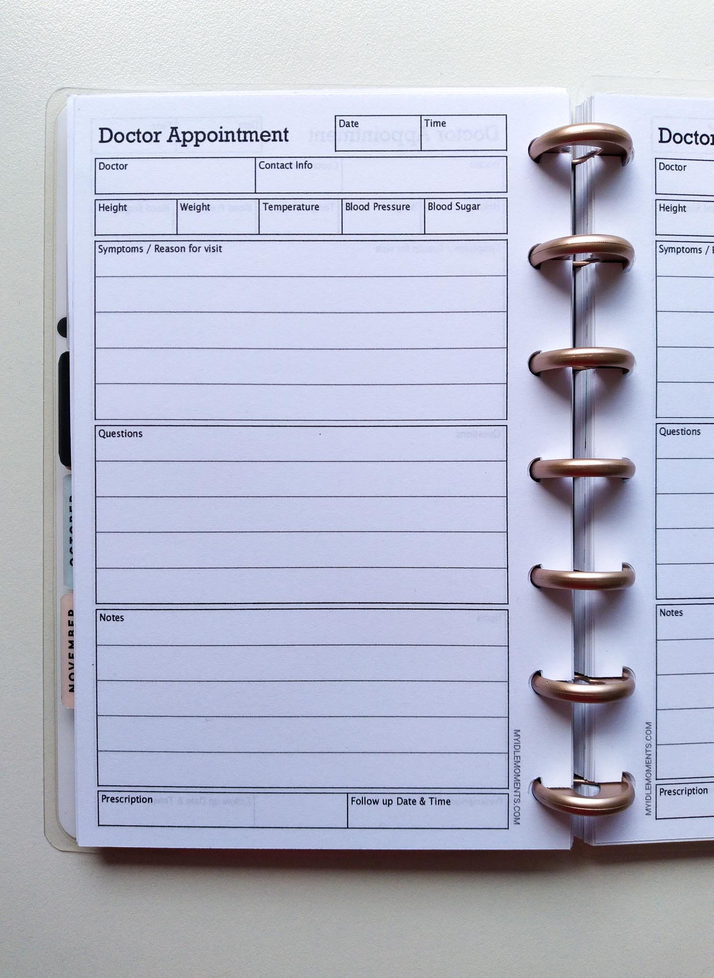 Doctor/medical Appointments Planner, Insert Printable, Health Tracker ...