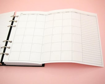 Personal size fold out undated monthly calendar in a Z fold  Sunday & Monday start Included | Personal insert MO1P Month on a page Digital