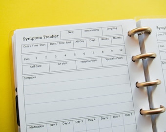 Insertion imprimable de suivi des symptômes Happy Planner Mini pour suivi de la santé, suivi médical, suivi de la douleur chronique {téléchargement immédiat}