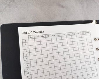 Period tracker insert - Year on a page Menstrual cycle tracker, menarche, endometriosis, A5 planner Insert, A4, Letter | Digital Download