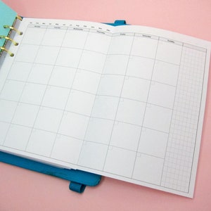 Calendario mensile pieghevole formato A5 senza data - inizio domenica e lunedì incluso / inserto A5 Download digitale