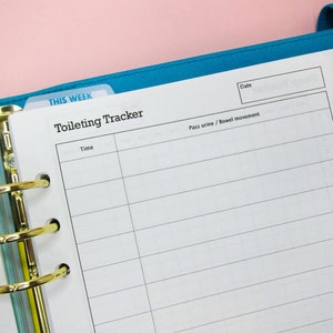 A5 Toileting Tracker Printable insert, Health tracker, Medical tracker, Chronic Pain Tracker, Toileting Training { Instant Download }