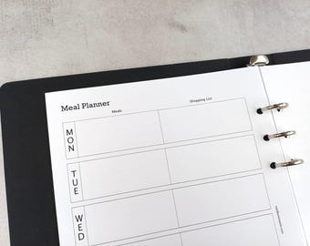 Weekly Meal Plan and Shopping List Planner Insert printable, Meal Planner, Shopping List, A5 Insert, Kikki-K Large, Filofax, A4, Letter