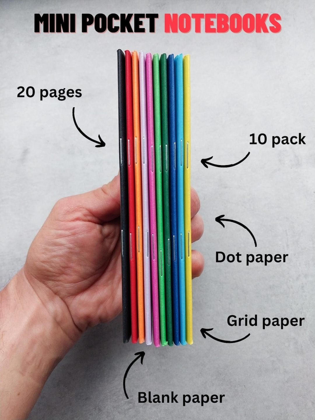 Mini Notebooks, 10 Notebooks, 20 Page Pocket Notebooks, Bulk Notebooks ...