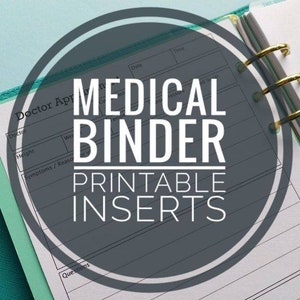 Paquete de insertos para carpetas médicas, carta de EE. UU., inserto para planificador médico, necesidades especiales, enfermedades crónicas, gestión de la salud, paquete imprimible de salud