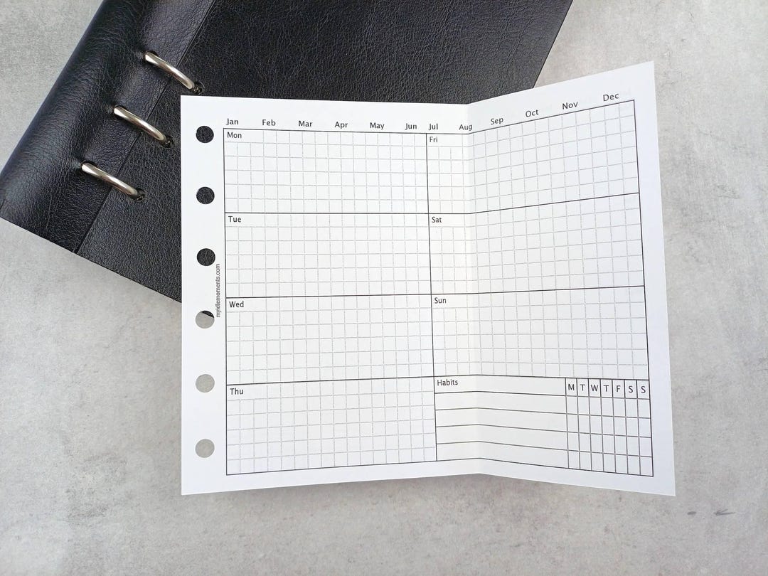 Pocket Fold Out Undated Weekly Calendar With Habits Planner Insert ...