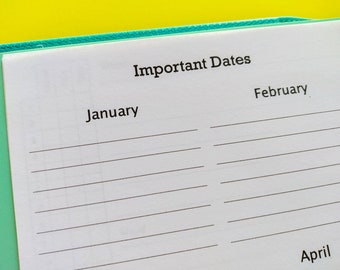 Important Dates printable  A5 planner insert for tracking birthdays  anniversary and holiday tracker personal dates { Instant Download }